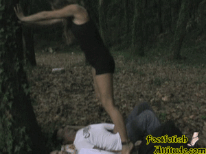 Maéva high heel trample and worship on two slaves