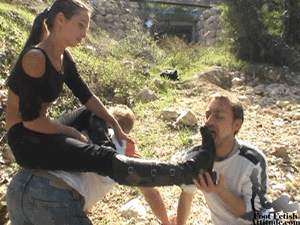 Maeva outdoor boots domination on two slaves - Full clip