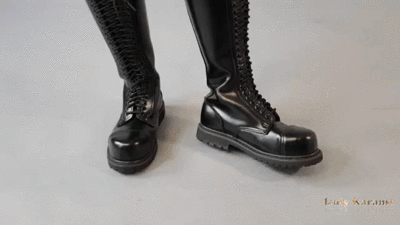 Ballbusting by an arrogant feminist woman - hard kicks in your balls with boots!