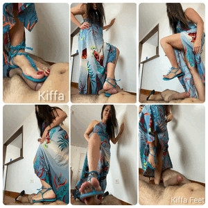 CBT 8 - Goddess Kiffa in Transparent sandals steps on christmas slave`s cock and make him cum with her hard soles - 2 DIFFERENT ANGLES - POST CUM MARTIRIZE