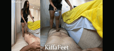 Goddess Kiffa - CBT 15 Giantess POV and 2 Angles-  Rubbing and step on losers cock with her transparent sandals on cock until he cums