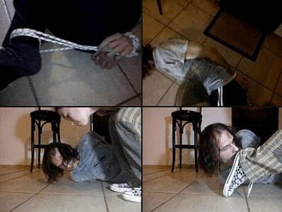 Licking converse sneakers and spit