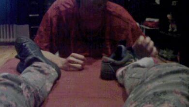 Buffalo sneakers and socks sniffing abuse (WMV)