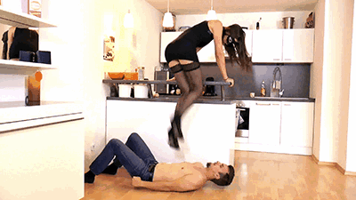 Viciously trampled with high heels and nylons