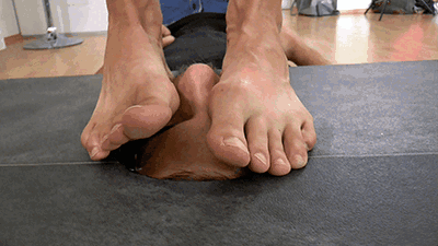Face trampled under flip flops and bare feet