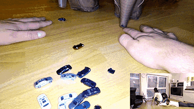 Blindfold gamble - will I crush a toycar or a finger?