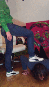 Ordered to sniff sneakers while doing squats (HD)