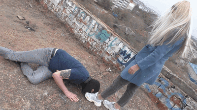 NICOLE - Walk through an abandoned house - Humiliation of a slave on the top floor (mp4)