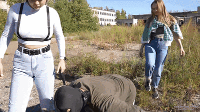 NICOLE and LANA - Walk with a dirty, smelly, fat loser (HD)