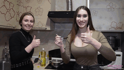 AURORA and SARAH - Delicious dinner for a loser (4K)