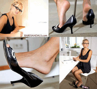 Angelina Secretary dangling in high heel pumps