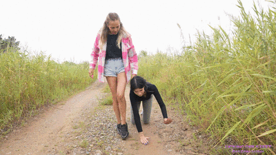 PAMELA - Mistress and the pathetic pet for a walk! (4K)