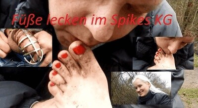 FEET LICKING WITH SPIKE CHASTITY