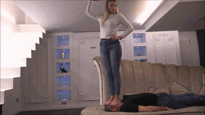 GABRIELLA - I want to flatten your face - BRUTAL face trampling, face and throat standing NON STOP!