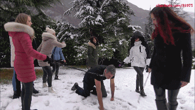 THE FEMDOM WEEKEND - INHUMAN domination in the snow! - Pet play, kicking, whipping, trampling, shoe