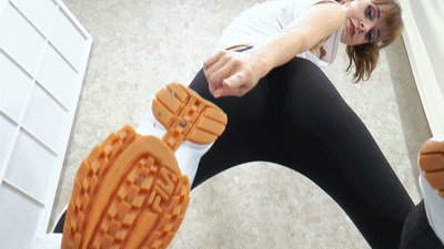Lick the tread of her shoes clean!