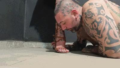 Lick my feet and then I will step on you