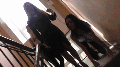 VALERIA and KIRA - Came from a walk with their pet - Pantyhose and foot worship (wmv)