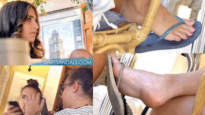 Summer candid feet in flip flops, two amazing Italian playful girls - video update 12398